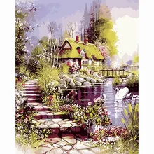 Лидер продаж DIY картины маслом, домашний декор, ремесла, цифровой пятнистости мечта хижине A415