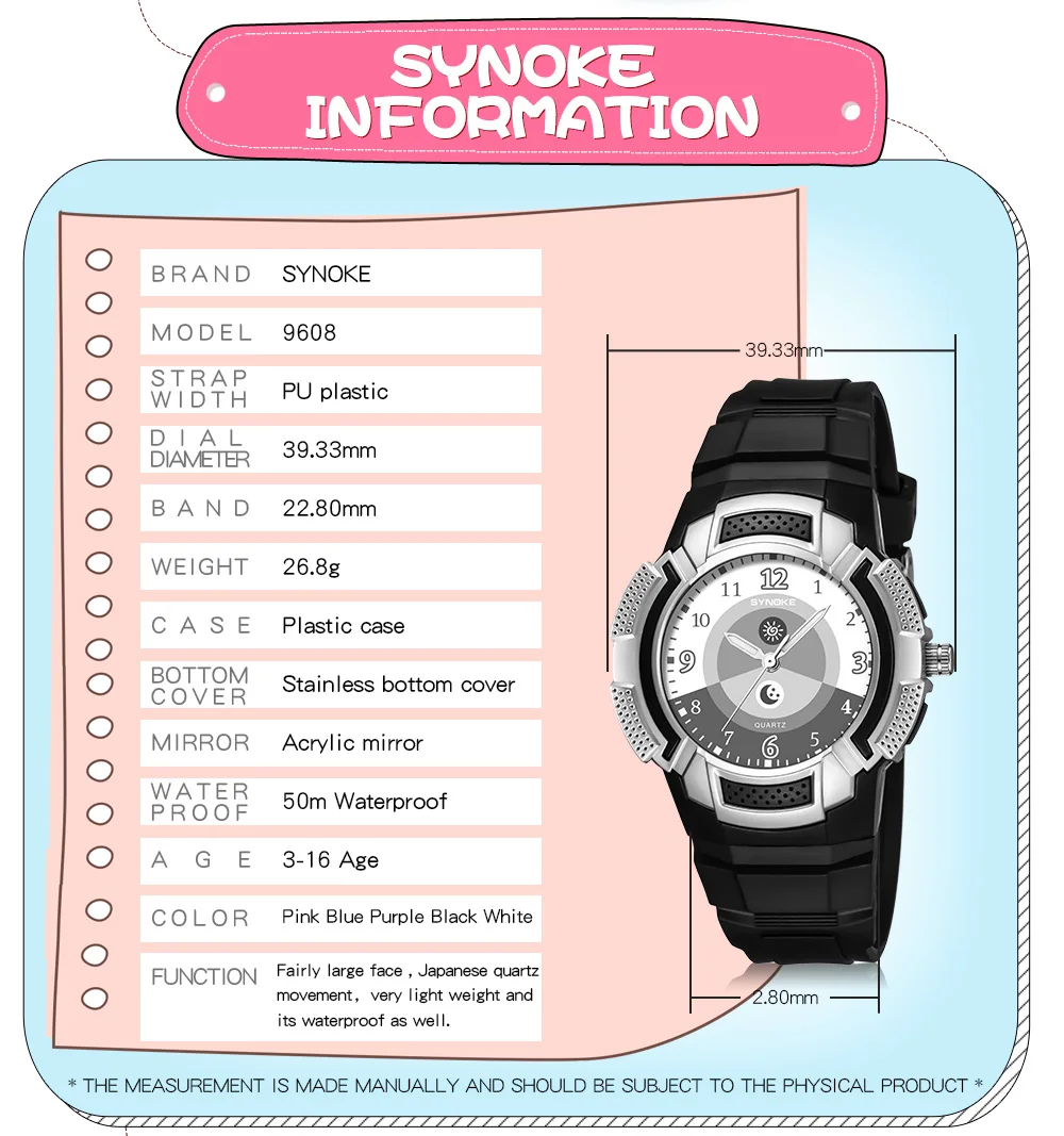 SYNOKE Модные Повседневные детские часы 50 м водонепроницаемые кварцевые наручные часы детские спортивные часы для мальчиков и девочек часы для студентов наручные часы