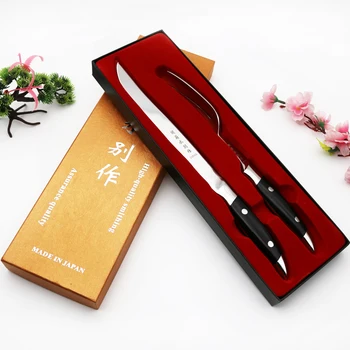 

GJS Stainless Steel Kitchen 2PCS Professional Roast Meat Knife Fork Barbecue Tool Set Knife Fork Suit Raw Fish Cutting Knives