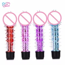 Silicone Jelly Clear Penis Vibrator With Soft Thorns G-spot Dildo Vibrator Sex Toys for Woman Female Sex Toy Sex Product YM-034