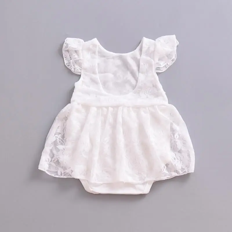 

Cute Newborn Kids Baby Girl Infant Lace Romper Dress Princess Embroidered Jumpsuit Flying Sleeve Playsuit Toddler Clothes Outfit