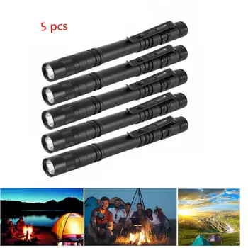 

TPFOCUS 5Pcs Mini Waterproof Aluminium Alloy Pen Shape Flashlight with Clip