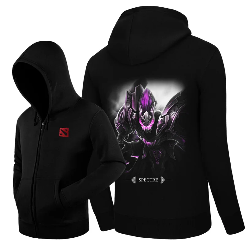  Hot Spectre Dota 2 Hero Video Game Purple Hoodies Side pockets Hoody Sweatshirts Outerwear Unisex C
