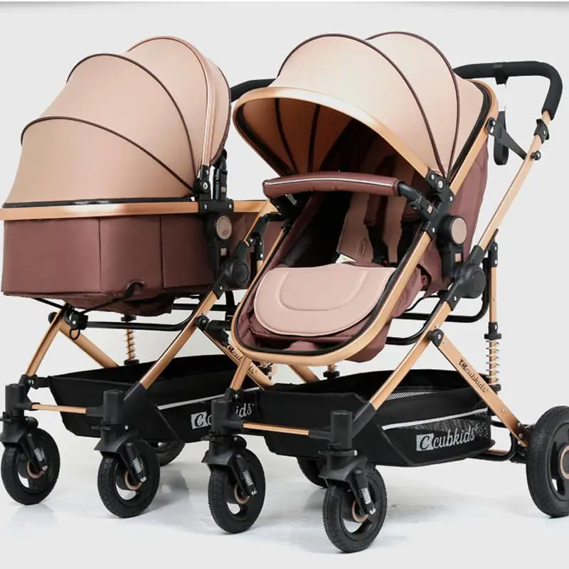 Babyfond двойная детская коляска может разделять высокий лежащий пейзаж светильник ударопрочный складной детская коляска - Цвет: khaki stroller
