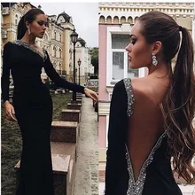 Модная черная Русалка выпускное платье с длинным рукавом длиной до пола вечернее платье vestido de festa для свадебной вечеринки на заказ