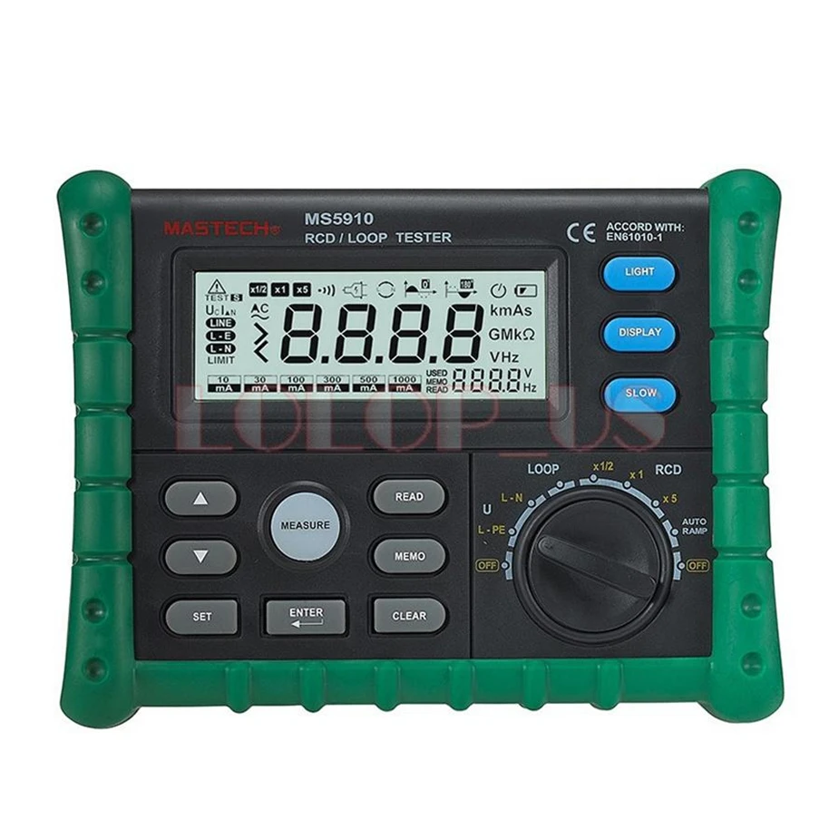 

MASTECH MS5910 RCD/Loop Resistance Tester Circuit Trip-out Current/Time Detector with USB Interface