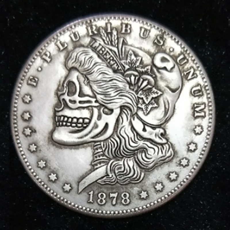 

Us Mor*gan Dollar Skull Zombie Skeleton Hand Carved Copy Coins 2019