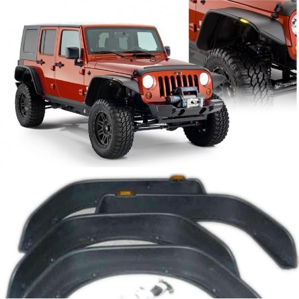 Black Abs Fender Flare With Leds For Jeep For Wrangler Jk 07-16 J094 -  Mudguards - AliExpress