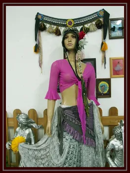 

Belly dance top Transparent thin belly danc small flare Blouse Top CD 30