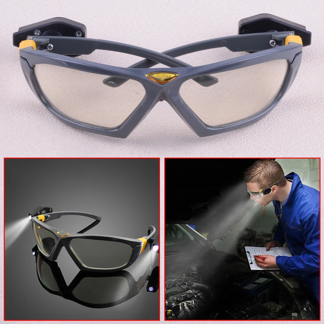 

LETAOSK 1Pc Night Vision High Brightness LED Eye Protection Glasses Work Safety Goggles for Car Repair Reading Outdoor Camping