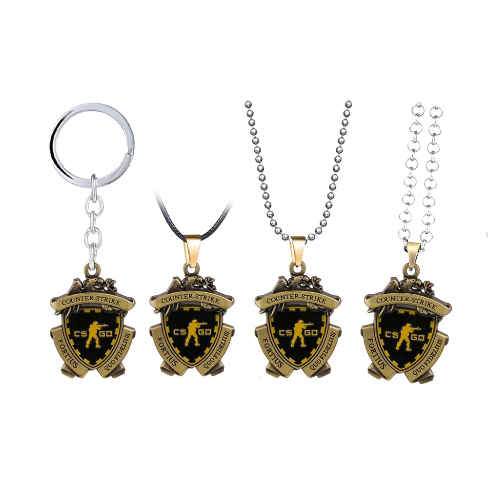 

Game CSGO Medal Keychain Metal Pendant Necklace Counter Strike CS GO Keyring Men Jewelry Fans Gift Souvenir Women Choker llavero