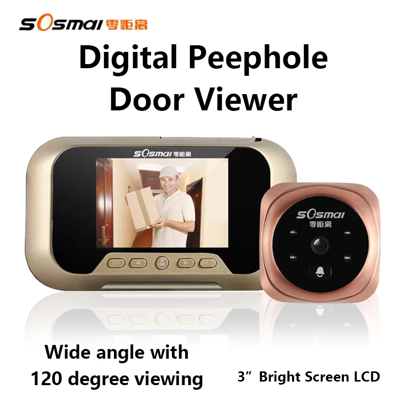 

Hot 3" LCD Digital Peephole Door Viewer With Camera Photo Function Home Security Doorbell Video record 120 Degrees Night vision