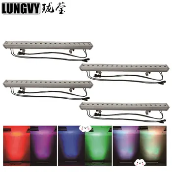 

Free Shipping (4pcs/lot) 18x3w 3in RGB Waterproof Running Effect LED Flood Light LED Stage Light LED Wall Washer For Outdoor