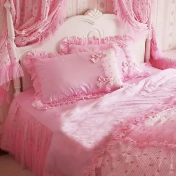 korean style pink bedding set lace ruffle bet sheets set rustic rustic sheets