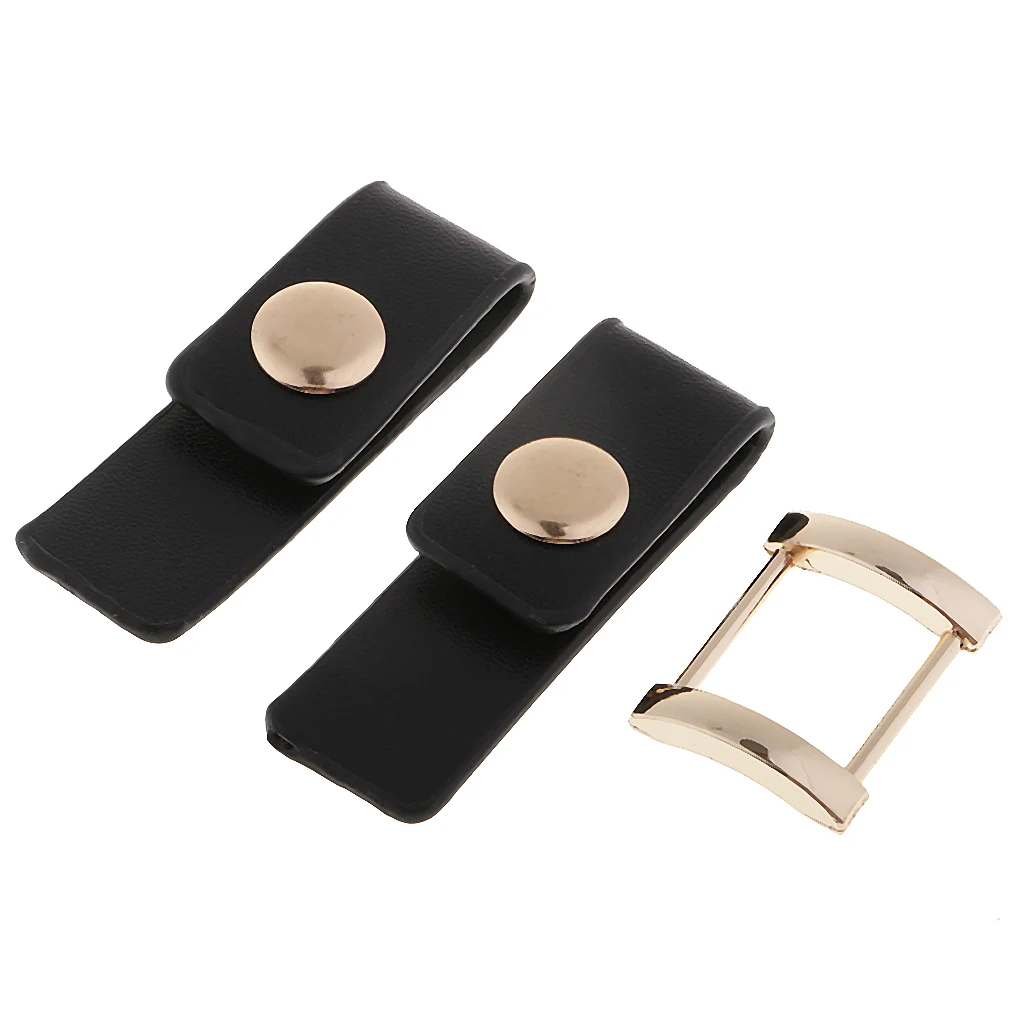 1 Pair Black Metal & PU Leather Snap Toggle Button Sew on Buckle for Bag Making Clothing Decor