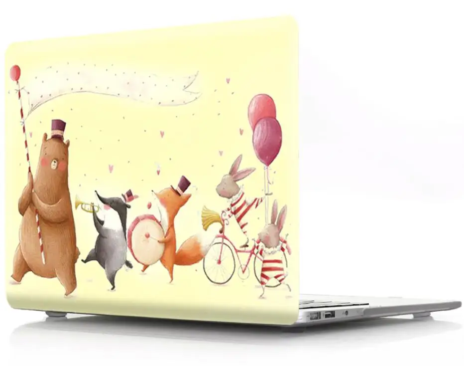 Cute Animal Printed Hard Shell Cover Case For Apple Macbook Air Pro Retina 11 12 13 15 Protective Bag Sleeve for Mac
