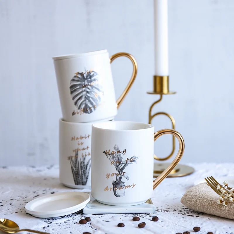 Ceramic Mug Elegant Embossed Coffee Mug Ceramic Milk Mug Office Meeting