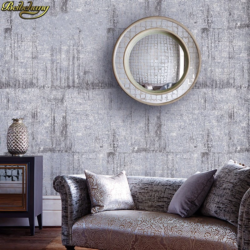 beibehang Nordic high end retro plain gray non woven wallpaper living