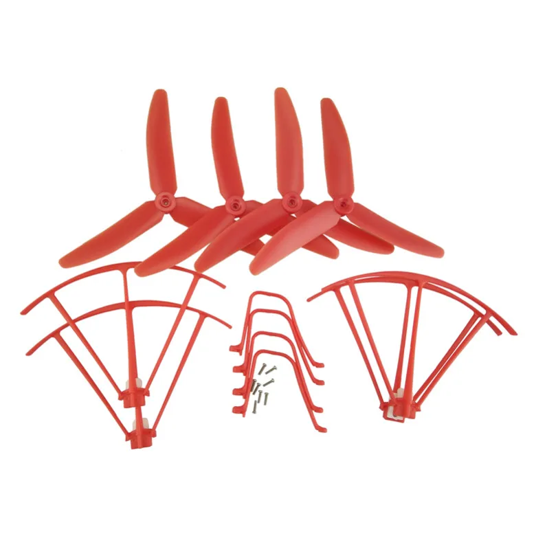 

BLLRC helicopter parts SYMA X5UW X5UC four-axis aircraft red upgrade three-leaf propeller protection ring landing gear set