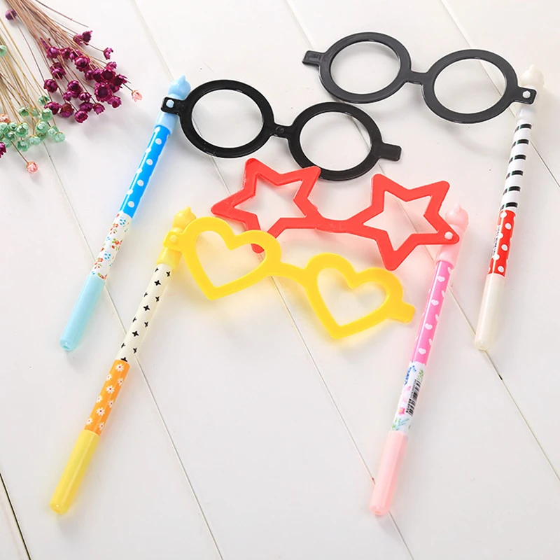 

Coloffice 1pc Korea Kawaii Love Star Glasses 0.5mm Gel Pen Black Ink Creative Cartoon Neuter Pen Office School Supplies for Kids