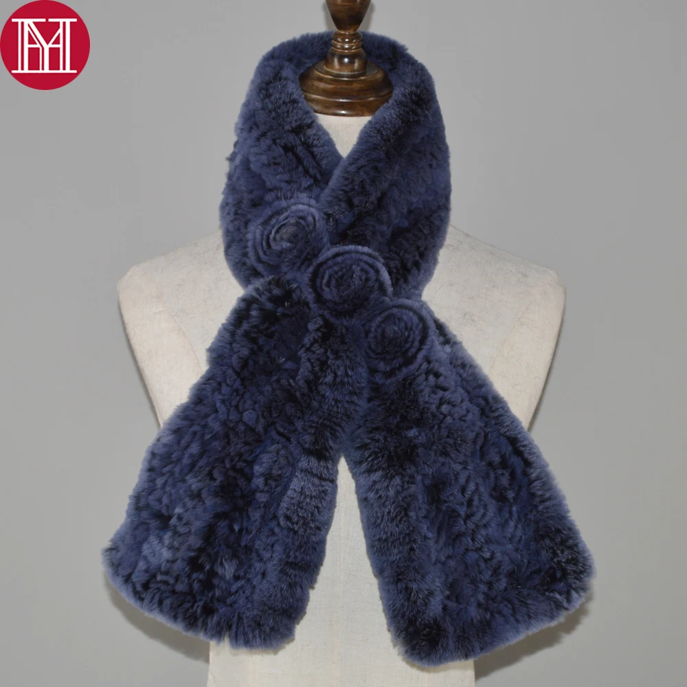 

New Hot Sale Women Real Rex Rabbit Fur Scarf 100% Rex Rabbit Fur Warm Soft Neckerchief Fashion Real Rex Rabbit Fur Ring Scarfs