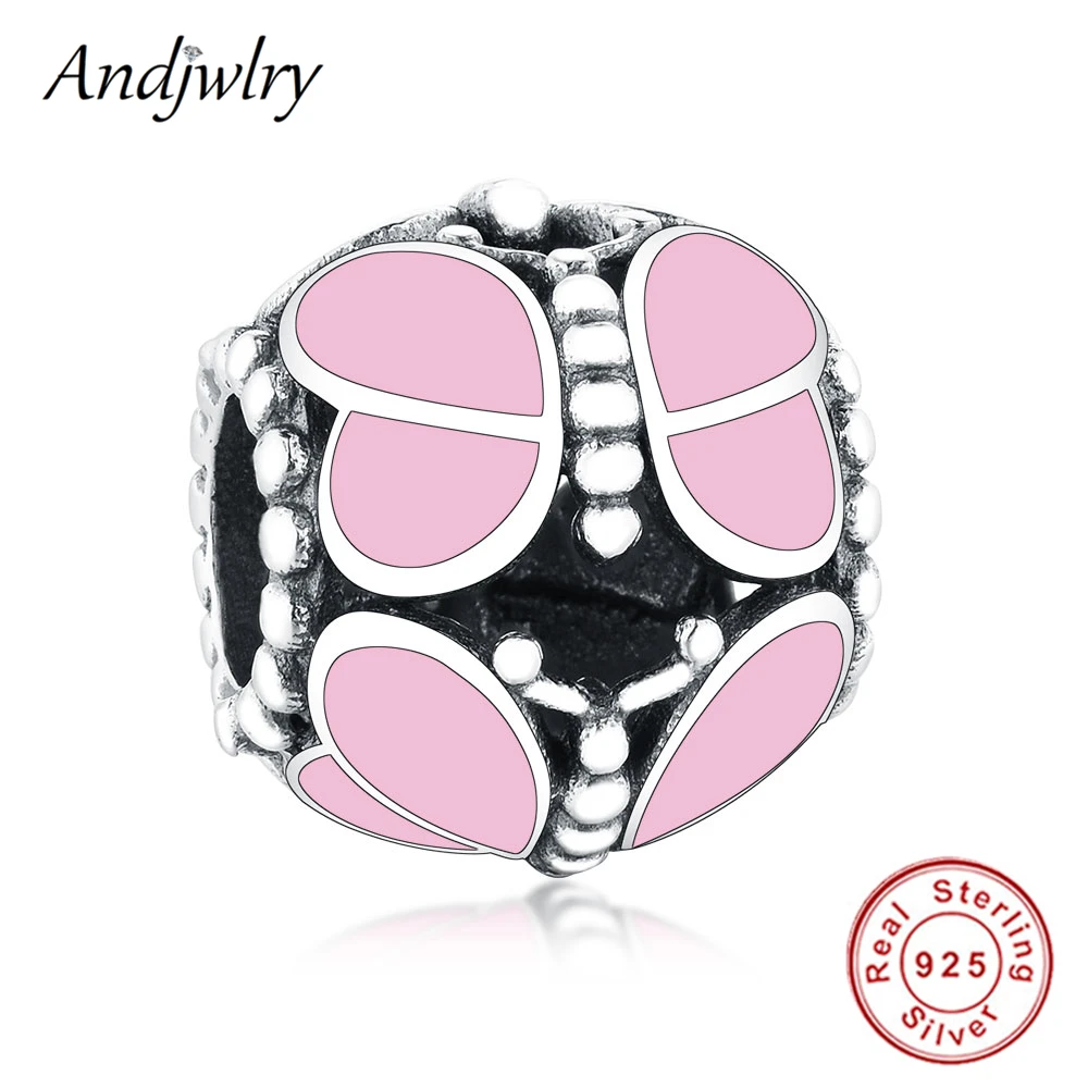 

2019 New Fit Original Pandora Charms Bracelets 925 Sterling Silver Pink Butterflies Charm Beads DIY Jewelry Women Berloque