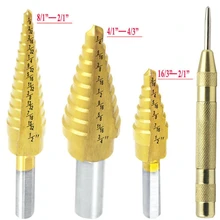 3 шт HSS титановые ступенчатые сверла набор и 1 шт автоматический центральный удар herramientas para carpinteria сверла