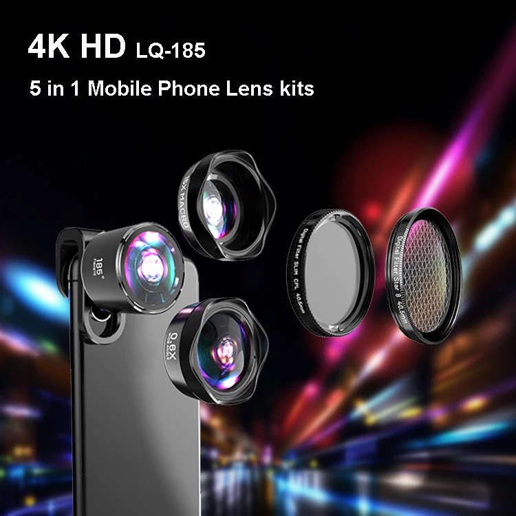 5in1 4 K HD الهاتف كاميرا SLR عدسة مجموعات: صور فلتر CPL و ستار 8 و ترايبود + رهيبة فيش و العدسات واسعة الزاوية و ماكرو للهواتف الذكية 5in1 4 K HD الهاتف كاميرا SLR عدسة مجموعات: صور فلتر CPL و ستار 8 و ترايبود + رهيبة فيش و العدسات واسعة الزاوية و ماكرو للهواتف الذكية