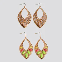 Горячие новые модные Великолепные женские ювелирные изделия оптом девушка день рождения партия Желтая зеленая смесь Тип кулон серьги