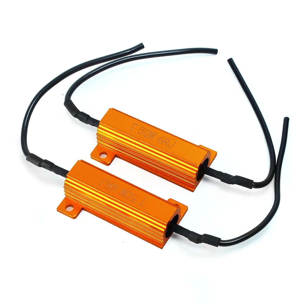

2PCS T 50W 6RJ Headlight Load Resistor LED Canbus Car Fog Lamps Light Decoder Error
