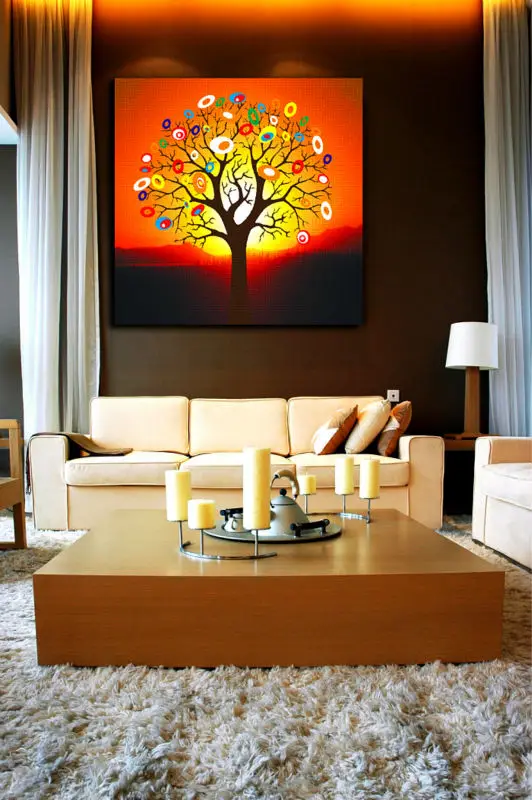 Abstracto Arbol Del Dinero De Pintura Sunset Cuadro Paisaje