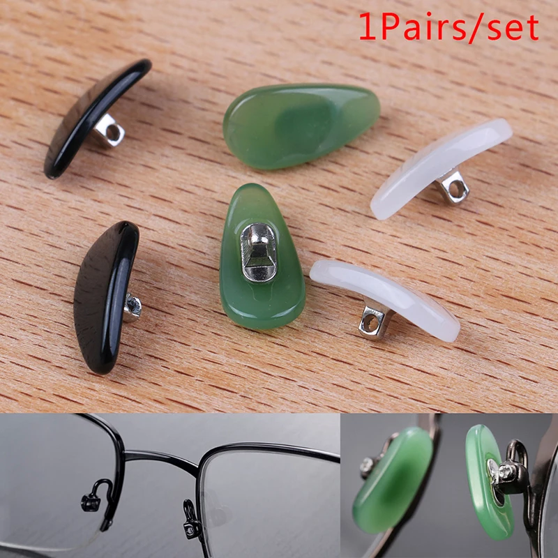 1 Pair Anti slip Jade Nose Pads Stick On Screw in Nose Pad For