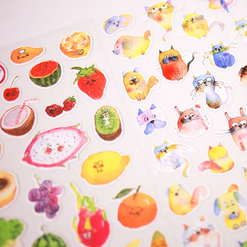 

1 Sheet Lovely Watercolor Life Animal Fruit Decorative Washi Stickers Scrapbooking Stick Label Diary Stationery Album Stickers