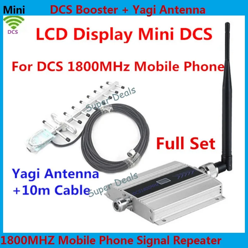 

Full Set Family LCD DCS GSM Repeater 1800MHz Mobile Phone Signal Booster Repeater Amplifier with Indoor antenna + Yagi Antenna