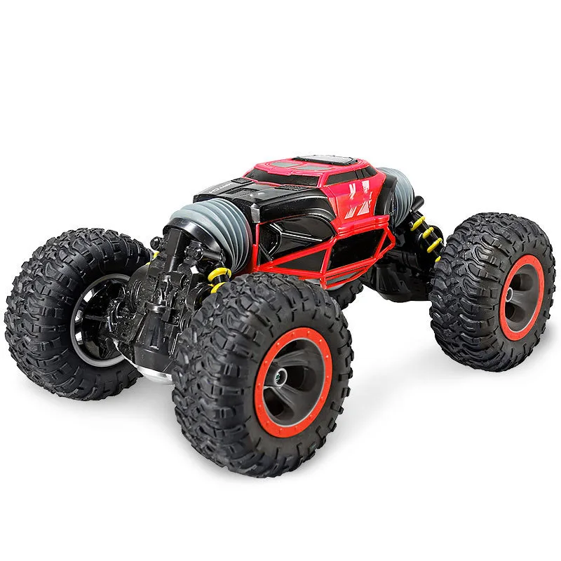 2,4 г четырехколесный привод RC автомобили гусеничный 4WD двухсторонний трюк трансформирующий автомобиль игрушка перезаряжаемый автомобиль подарок на день рождения - Цвет: red