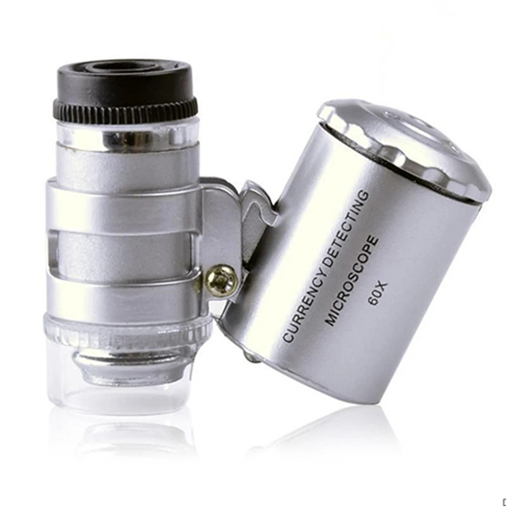 

60X Handheld Magnifying Glass Mini Pocket Microscope Loupe UV Currency Detector Jeweler Magnifier With LED Light