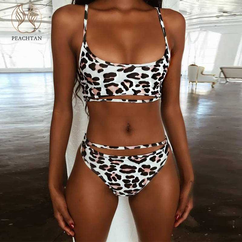 

Peachtan Leopard print bikinis 2019 mujer High waist swimwear women bathing suit Sexy swimsuit female biquini summer beachwear