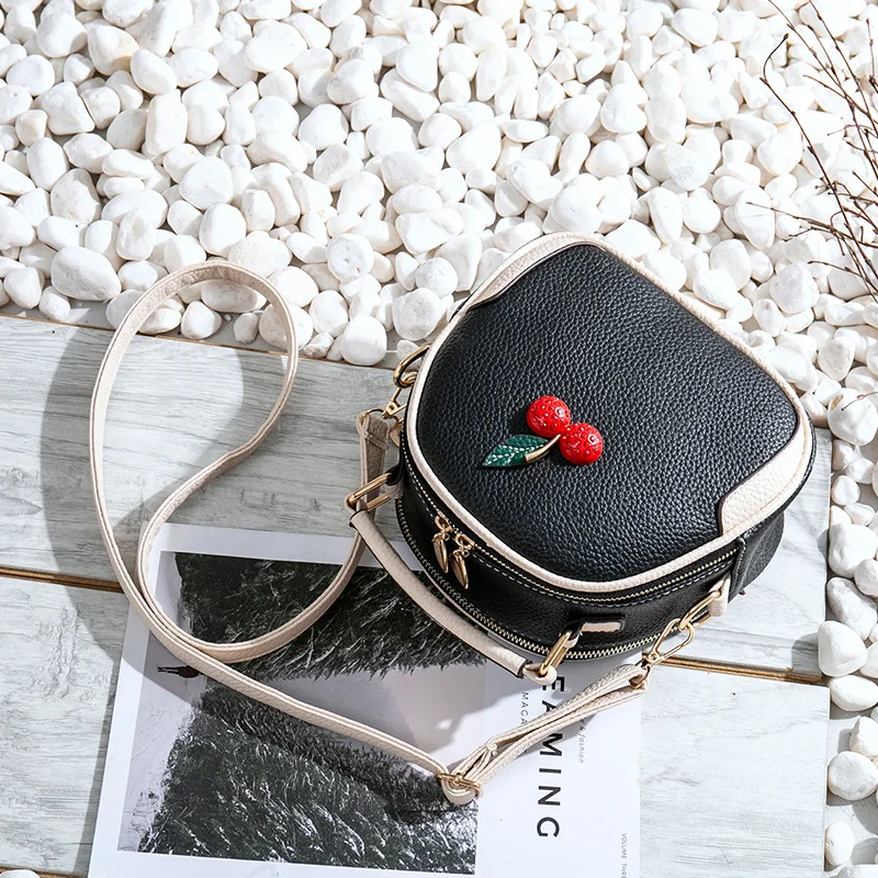 جميل الكرز النساء حقيبة كتف اثنين السوستة Crossbody حقيبة الأزياء كل مباراة رفرف جيب للهاتف الخليوي العصرية المال حقيبة مفتاح حامل