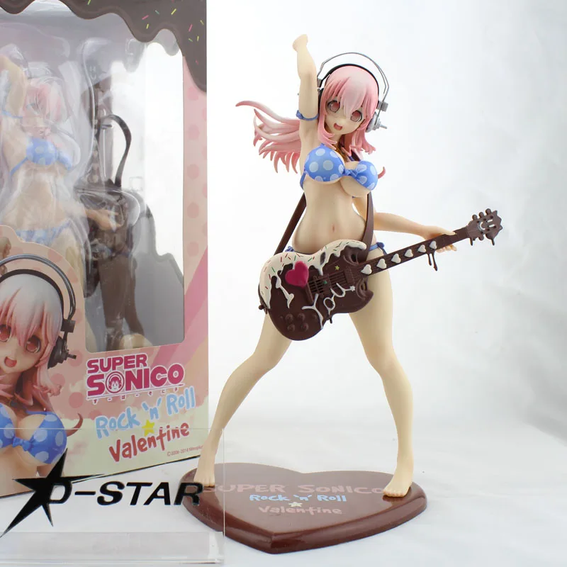 

10" Super Sonico Anime Bikini with Chocolate Guitar Valentine Ver. Boxed 25cm PVC Action Figure Collection Model Doll Toys Gift