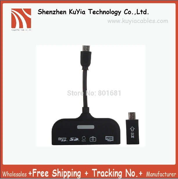 

HOT!!5 in 1 MHL Micro USB to HDMI HDTV Adapter Cable SD Card Reader OTG Sync for Samsung Galaxy Note 2 / Note 3 for HTC One