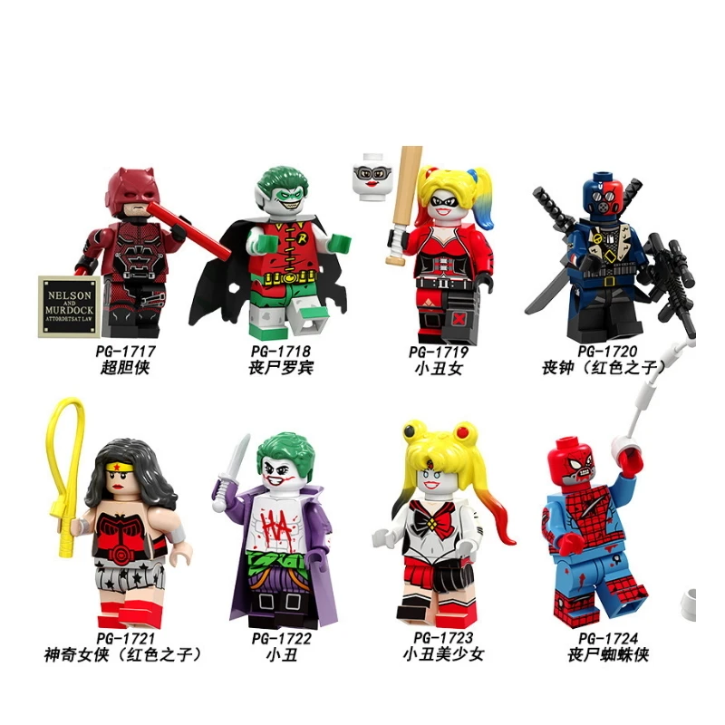 

Single sale Building Blocks Daredevil Zombie Robin Deathstroke Wonder Woman Harley Quinn Figures Collection For Children Toys