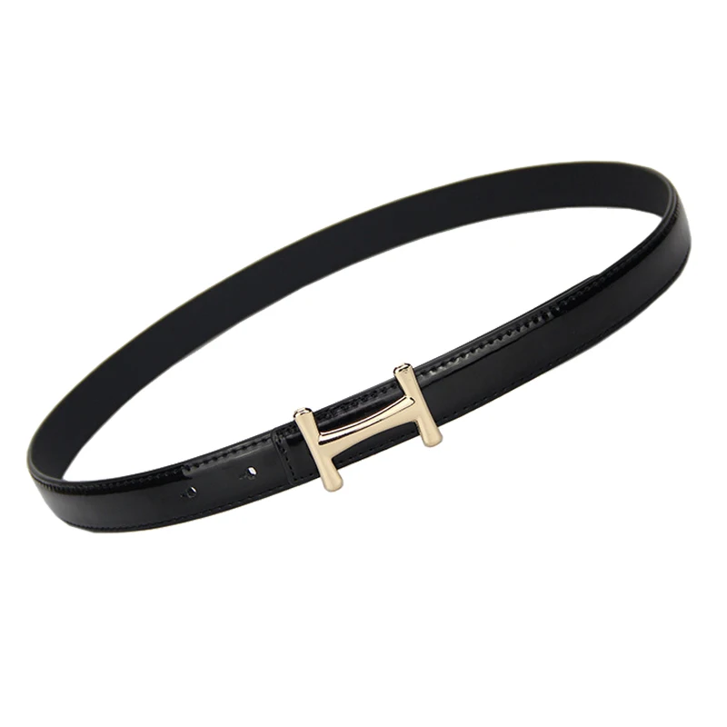 FEECOLOR Women Waist Belt Slender pants dress Waistbands With Letter H Style Metal Buckles PU