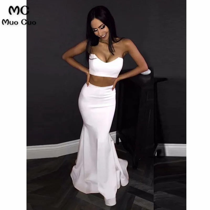 Mermaid Sweetheart Floor-Length White Prom Dress with Ruffles