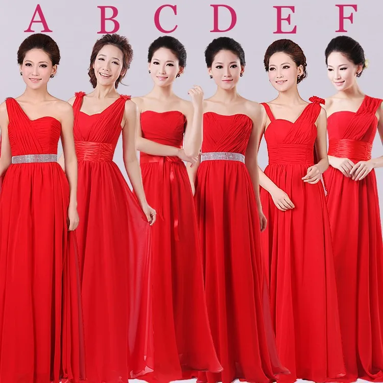 red bridesmaid gowns