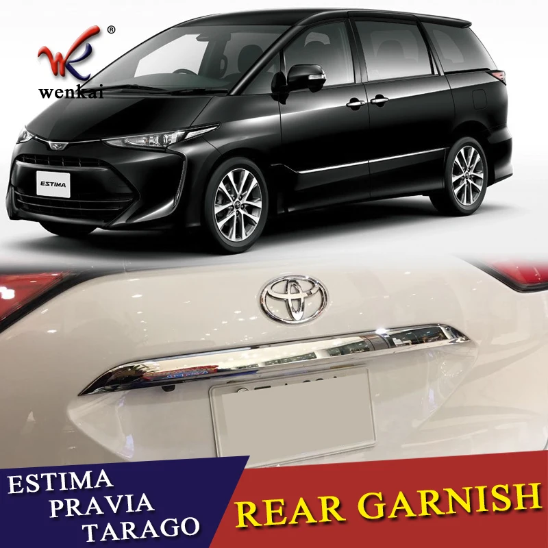 

1pcs ABS Chrome Rear Trunk Trim Tail Door Sticker Garnish For Toyota Estima Previa Tarago 2014 2015 2016 2017 2018 Car Styling