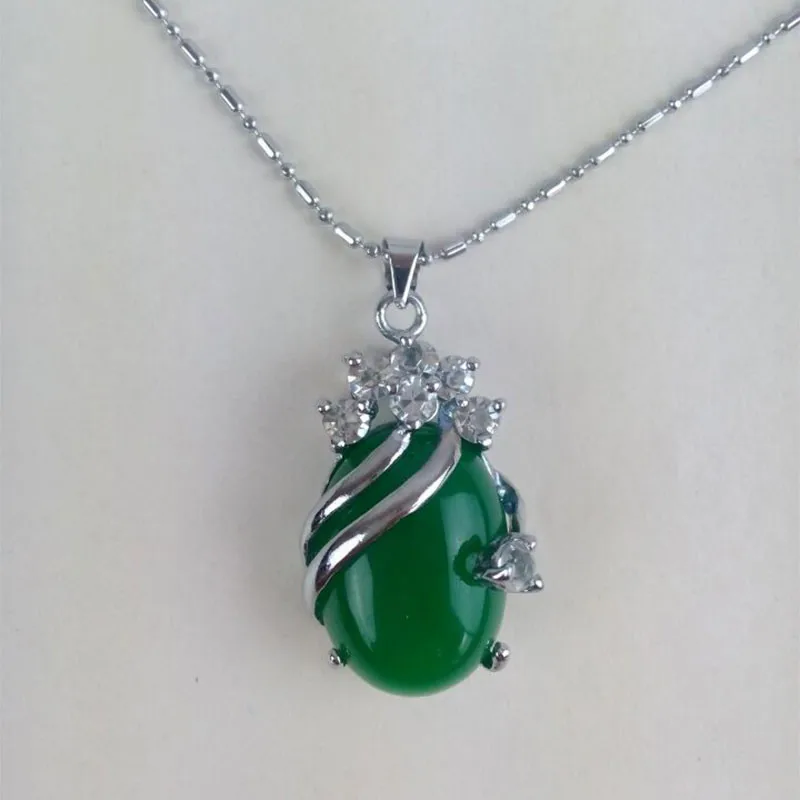 KYSZDL модные 925 пробы серебряные и Зеленые каменные подвесные украшения ожерелье и подвеска циркониевое ожерелье аксессуары женские ювелирные изделия PD060