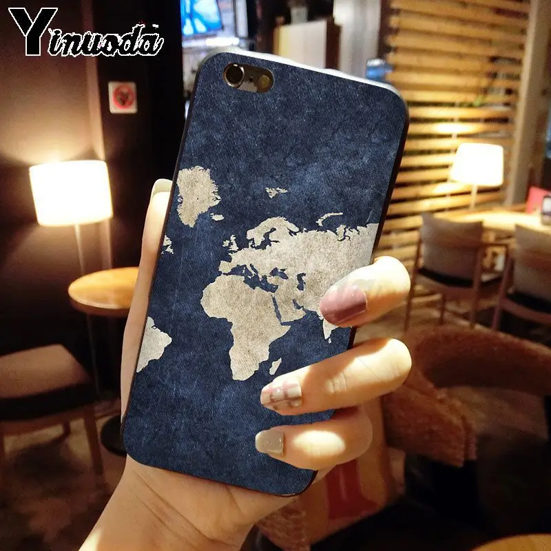 Yinuoda карта мира планы путешествия DIY печать рисунок чехол для телефона iPhone 5 5Sx 6 7plus