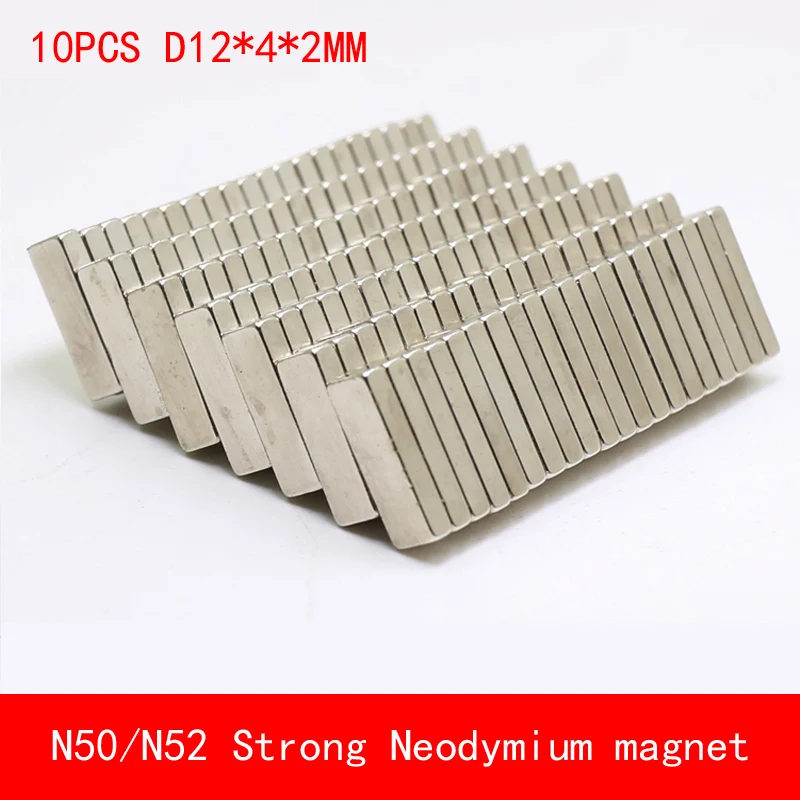 

10PCS 12*4*2mm N50 N52 Strip strong permanent Neodymium Magnet surface paint nickle fridge magnet