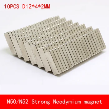 

10PCS 12*4*2mm N50 N52 Strip strong permanent Neodymium Magnet surface paint nickle fridge magnet
