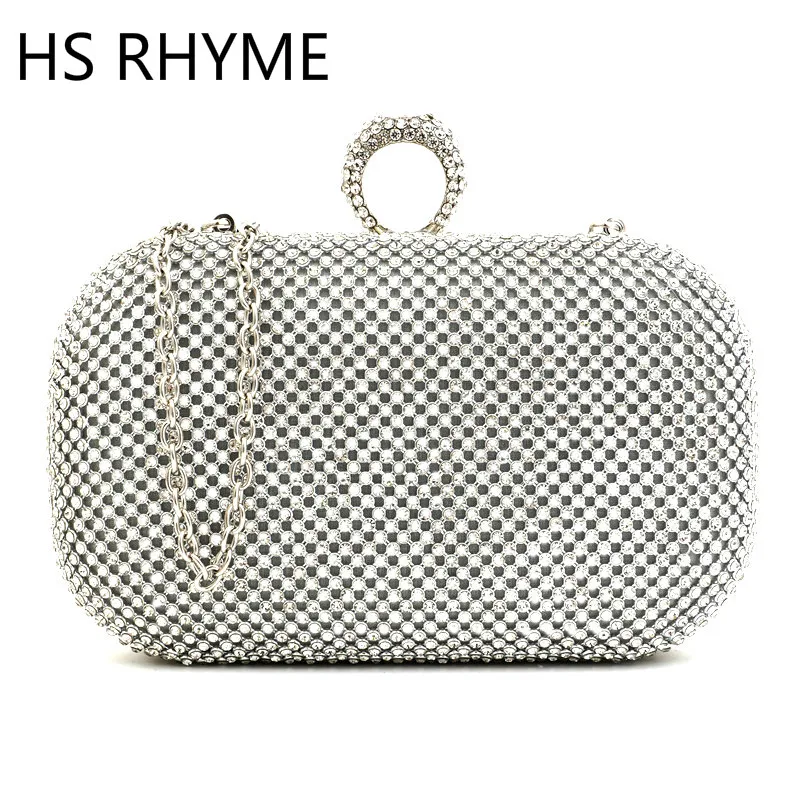 

HS RHYME Diamond Studded Women Evening Bag Mini PartyWallet Dress Purse Ladies Rhinestone Banquet Handbag Clutch Female